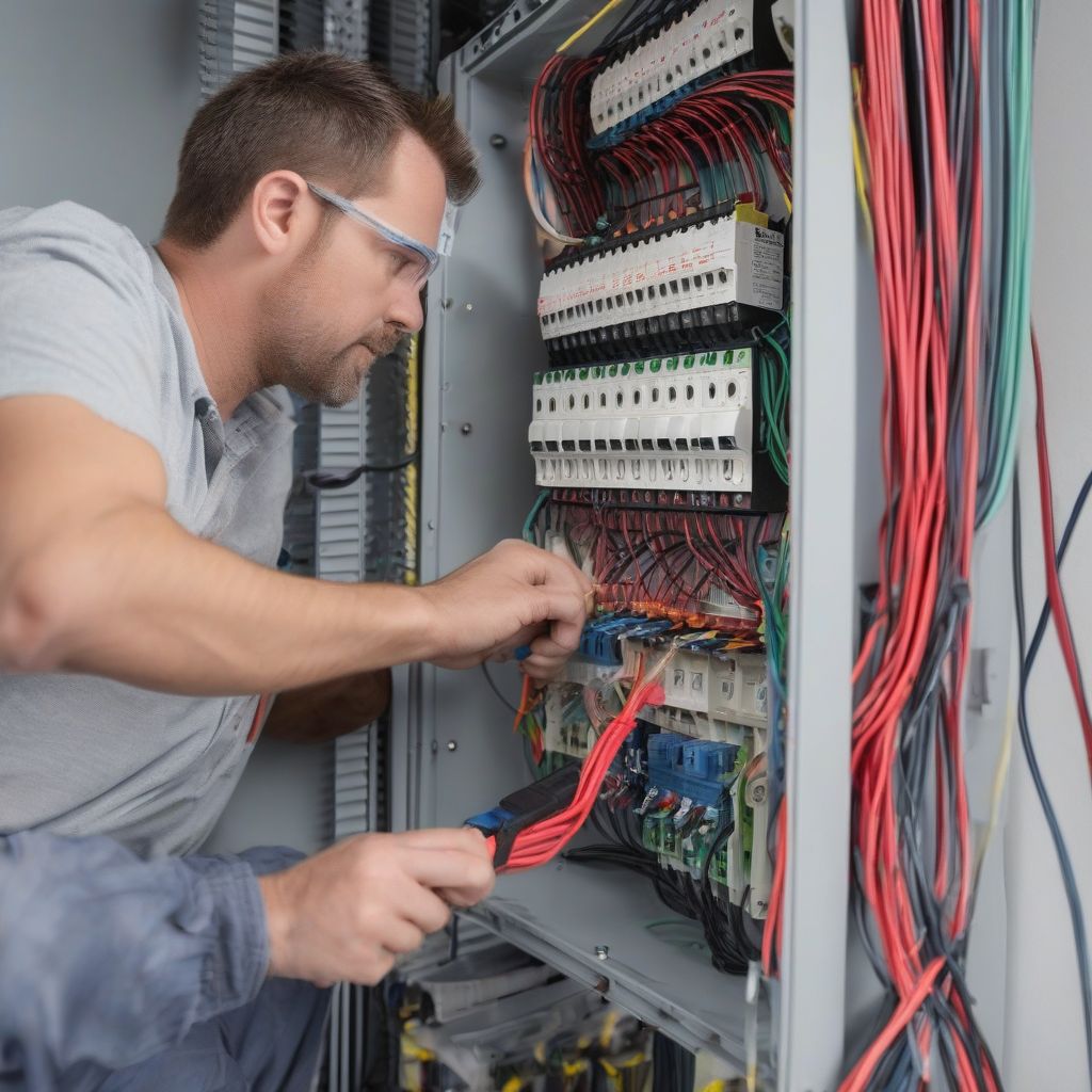 Electrician Wiring a Panel