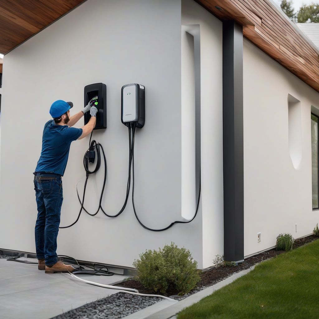 Electrician Installing EV Charger